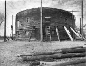 Exterior, Restoration, Arcadia Round Barn, February 20, 1989