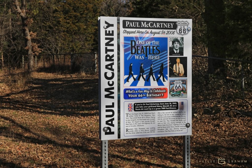 The Paul McCartney sign was placed in November on a stretch of the original Route 66 that is now an Oklahoma County road. Photo by Shellee Graham
